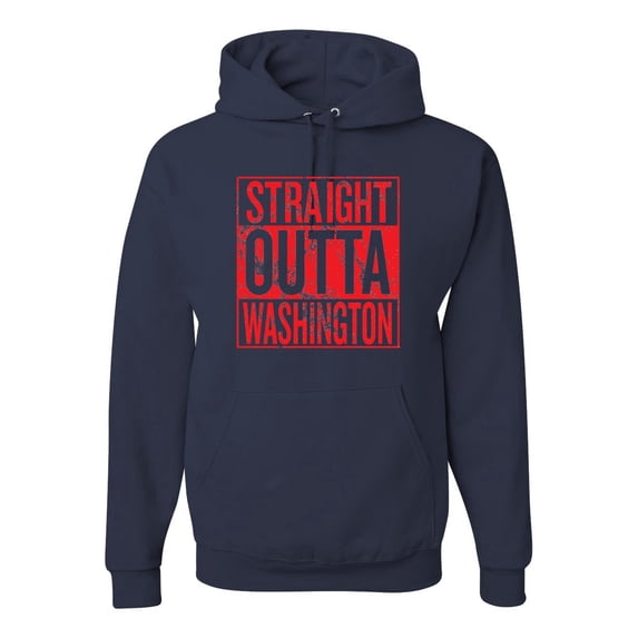 Straight Outta Washington WSH Fan | Fantasy Baseball Fans | Mens Sports Hooded Sweatshirt Graphic Hoodie, Navy, Large