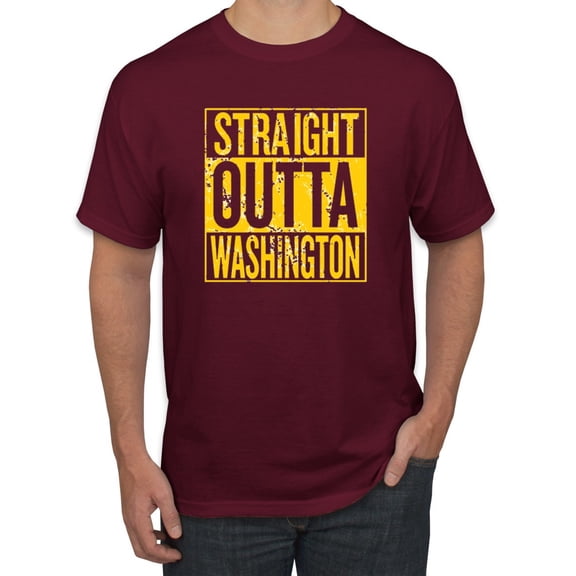 Straight Outta Washington was Fan | Fantasy Football | Mens Sports Graphic T-Shirt, Maroon, Medium
