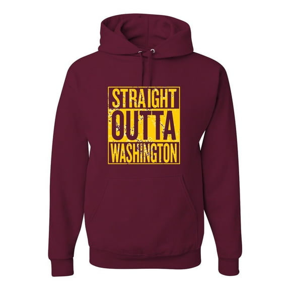 Straight Outta Washington was Fan | Fantasy Football | Mens Sports Hooded Sweatshirt Graphic Hoodie, Maroon, 3XL