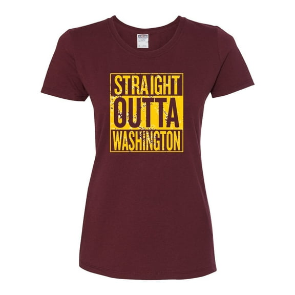 Straight Outta Washington was Fan | Fantasy Football | Womens Sports Graphic T-Shirt, Maroon, Small