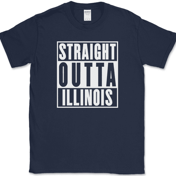 Straight Outta illinois T-Shirt Funny State IL Humor Gift Novelty Text Tee - Navy, 5XL
