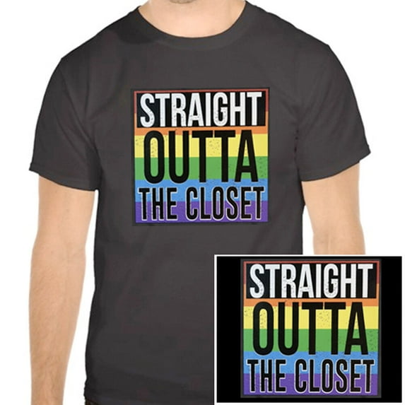 Straight Outta the Closet - Rainbow T-Shirt - LGBT Gay Lesbian Clothing