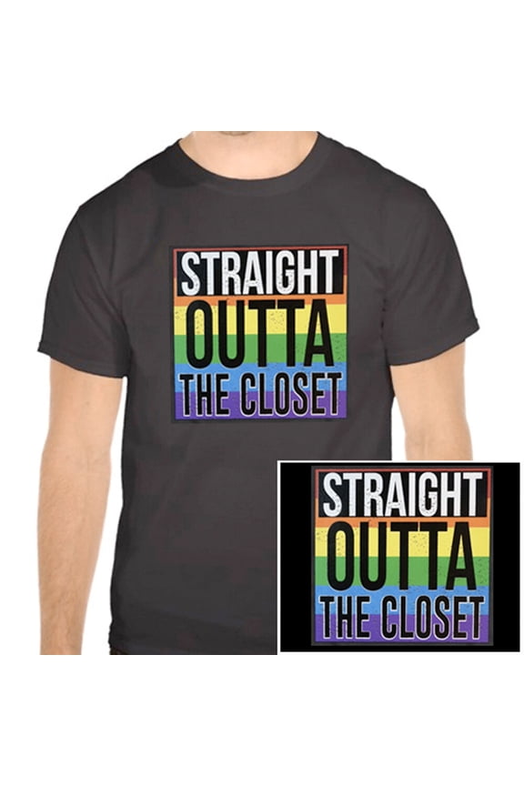 Straight Outta the Closet - Rainbow T-Shirt - LGBT Gay Lesbian Clothing