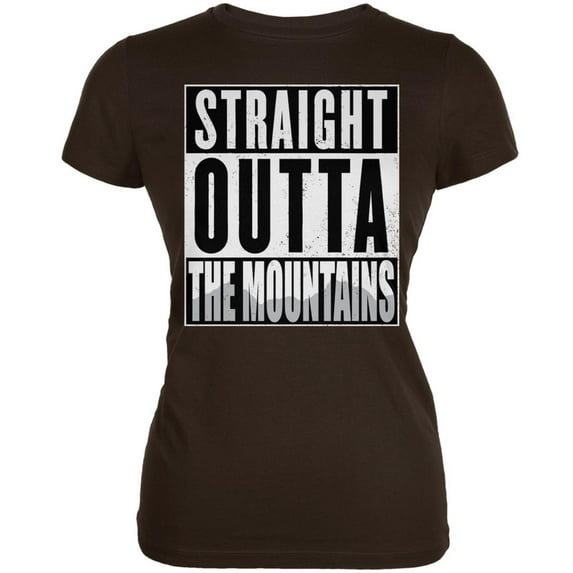 Straight Outta the Mountains Brown Juniors Soft T-Shirt - Medium