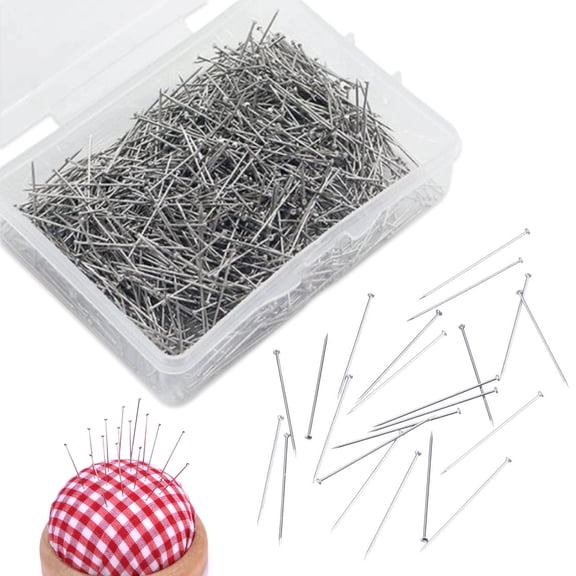 Straight Pins for Sewing Crafts, Anti-Oxidation Stainless Steel Dressmaker Pins, Easy to Clean & Store, Silver Satin Pins for Multiple Use