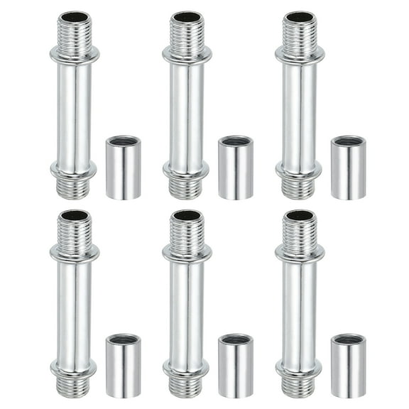 Straight Pipe Lamp Stems Rod Kit, M10 50mm l Rod with Nut, Gold Tone 6 Set