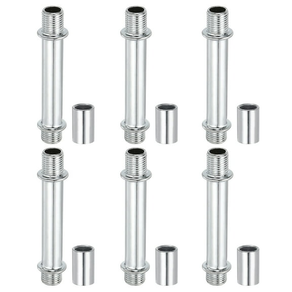 Straight Pipe Lamp Stems Rod Kit, M10 60mm l Rod with Nut, Gold Tone 6 Set