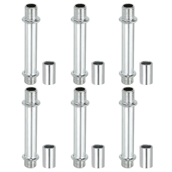 Uxcell Straight Pipe Lamp Stems Rod Kit, M10 60mm l Rod with Nut, Silver Tone 6 Set