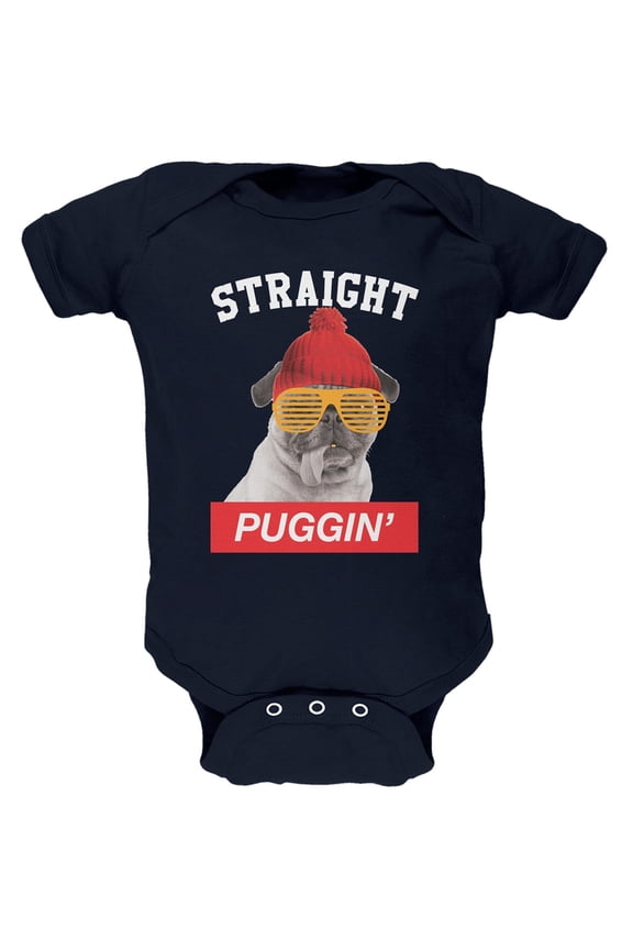 Straight Puggin' Navy Baby One Piece - 6 month
