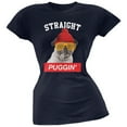 thumbnail image 1 of Straight Puggin' Navy Soft Juniors T-Shirt - Large, 1 of 1