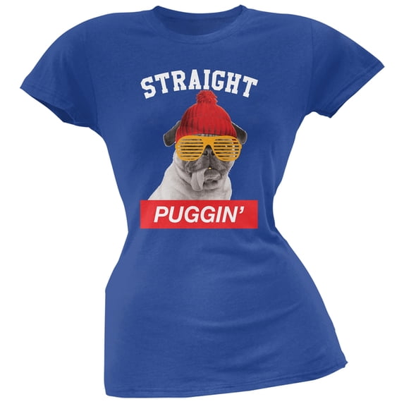 Straight Puggin' Royal Soft Juniors T-Shirt - 2X-Large