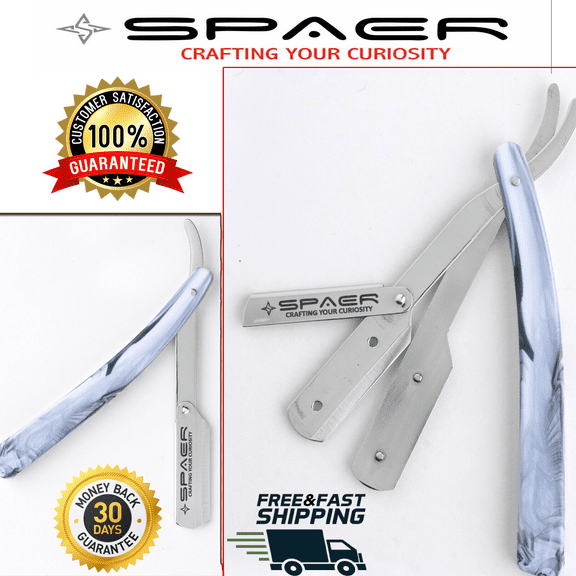 Straight Razor Barber Salon Cut Throat Shaving Folding Knife 10 Blade