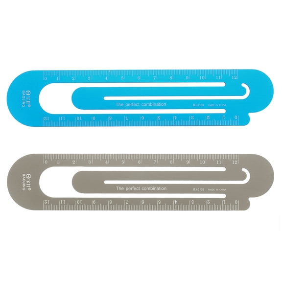 Straight Ruler 12cm Metric Bookmark Clip Ruler Blue & Brown