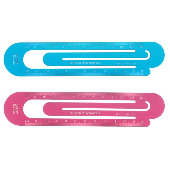 Straight Ruler 12cm Metric Bookmark Clip Ruler Blue & Red
