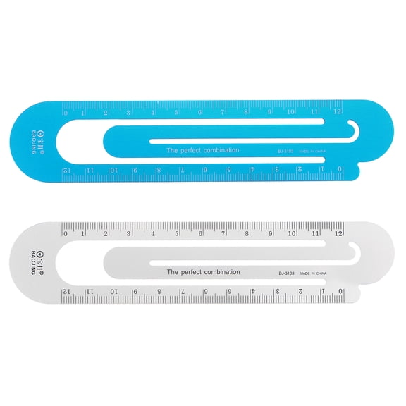 Straight Ruler 12cm Metric Bookmark Clip Ruler Blue & Silver Tone