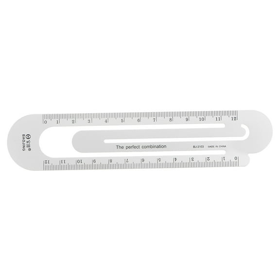 Straight Ruler 12cm Metric Paper Clip Design Bookmark Measuring Tool, Silver Tone