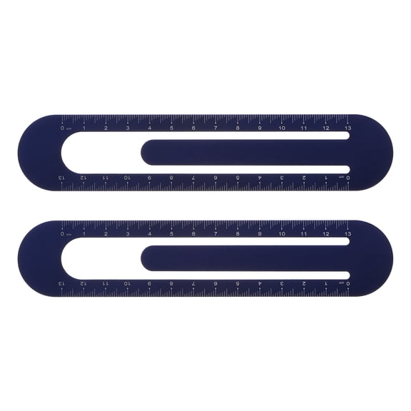 Straight Ruler 13cm Metric Bookmark Clip Ruler, Dark Blue, 2 Pieces