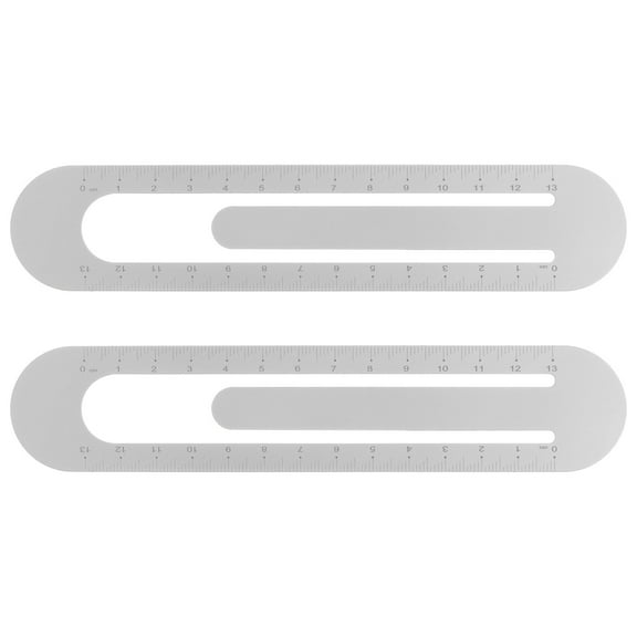 Straight Ruler 13cm Metric Bookmark Clip Ruler, Grey, 2 Pieces
