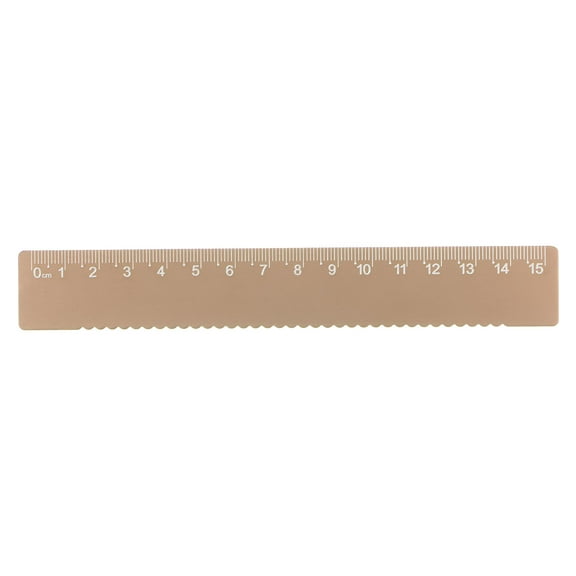 Uxcell Straight Ruler 15cm Metric Aluminum Alloy Ruler Wave Edge Measuring Tool, Wood Brown