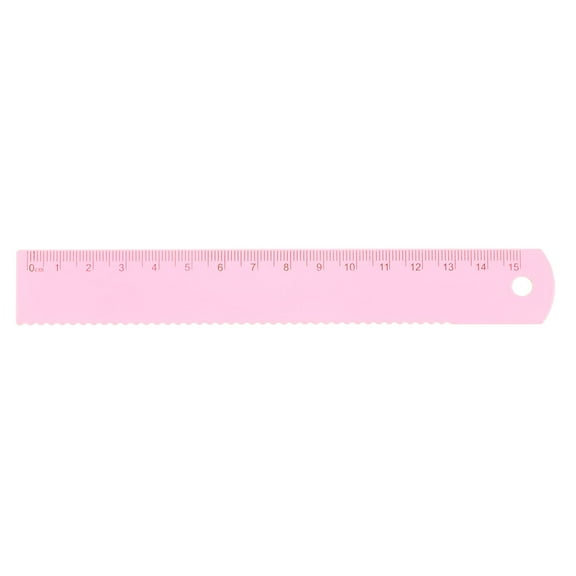 Uxcell Straight Ruler 15cm Metric Wave Edge with Small Hole Measuring Tool, Cotton Candy