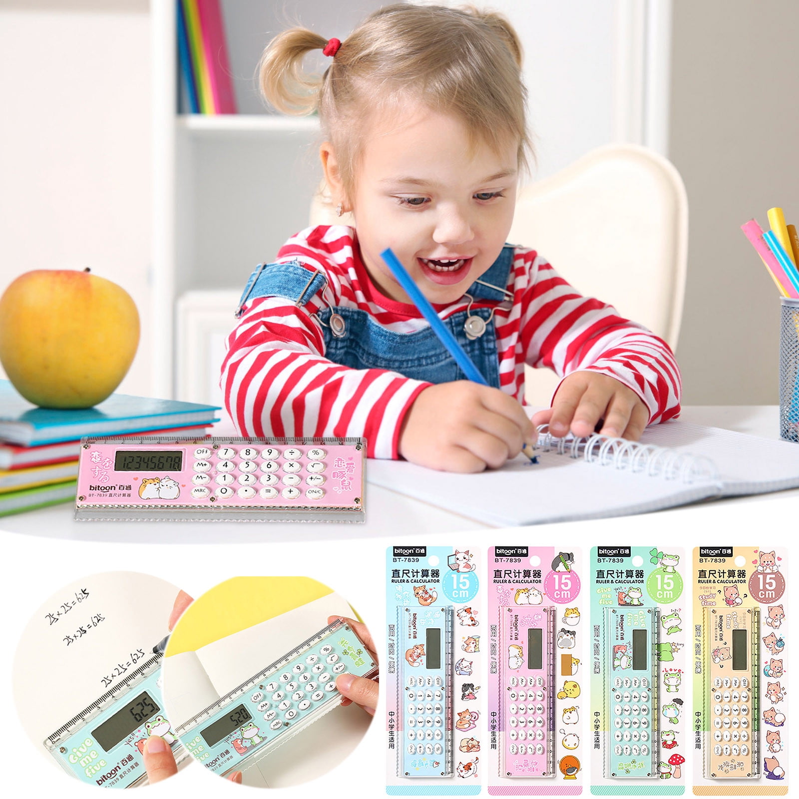 Compact Maths Straight Ruler Calculator for Students, Mini Electronic Gift Calculator ...