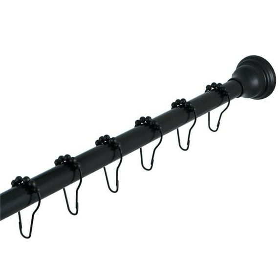Straight Shower Curtain Rod with Shower Curtain Rings, Oil Rubbed Bronze