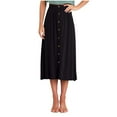 thumbnail image 1 of Amvlyk Straight Skirts for Women Solid Color Elastic High Waist Cropped Skirt Summer Cool Trendy Button Down Skirt Fashion Date Skirt for Beach Casual Going Out Party Walking, 1 of 9