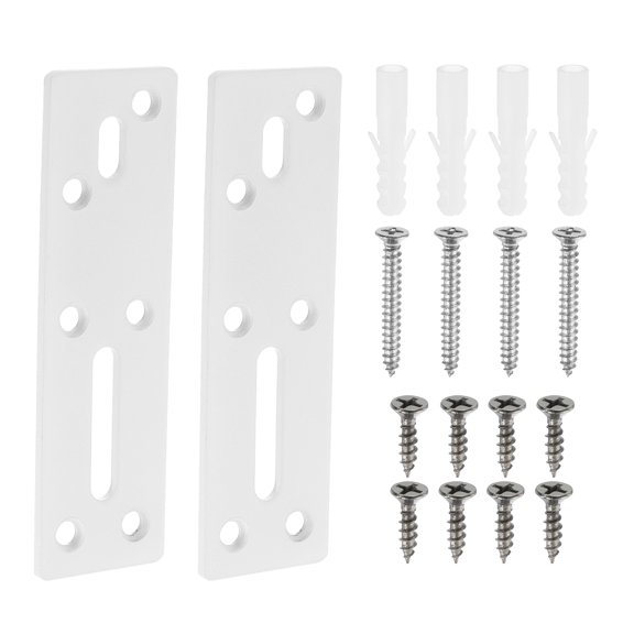 Straight Steel Flat Plate, 2Pcs 117x35mm - Heavy Duty Mending Plate with Holes, Metal Reinforcement Mounting Plate Joining Bracket with Screws for Repair Framing Gazebo (White)