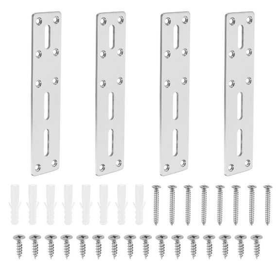 Straight Steel Flat Plate, 4Pcs 177x40mm - Heavy Duty Mending Plate with Holes, Metal Reinforcement Mounting Plate Joining Bracket with Screws for Repair Framing Gazebo (Silver)