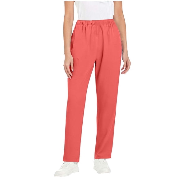 Straight Sweatpants for Women, Elastic Waist Solid Color Wide Leg Pants, Comfy Casual Pockets Trousers