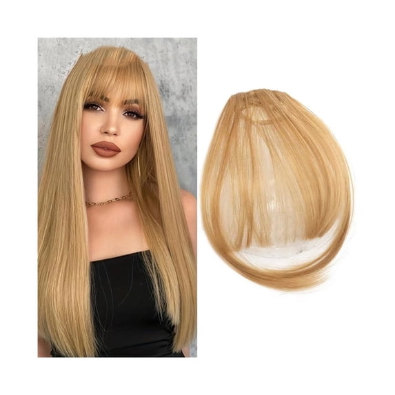 Straight Synthetic Blunt Bangs High Temperature Fiber Brown Women Clip-In Full Bangs 6 Inch
