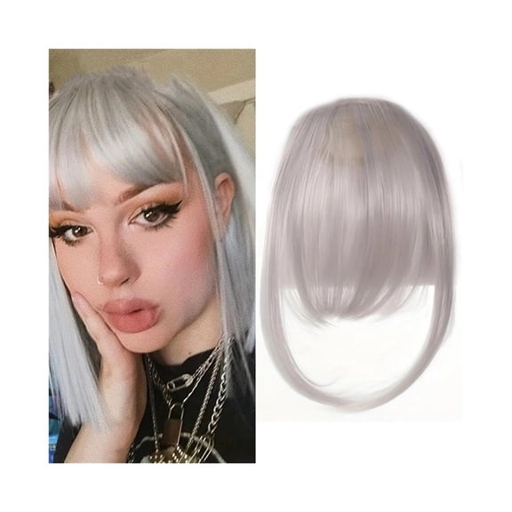 Straight Synthetic Blunt Bangs High Temperature Fiber Brown Women Clip-In Full Bangs 6 Inch