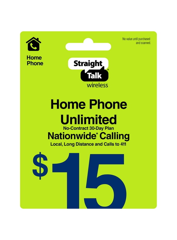 Straight Talk $15 Home Phone Unlimited 30-Day Plan Direct Top Up