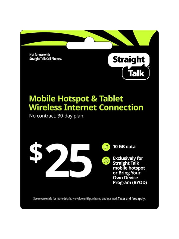 Mobile $25 Hotspot & Tablet Wireless Internet Connection 10 GB Data 30-Day Prepaid Plan e-PIN Top Up (Email Delivery)