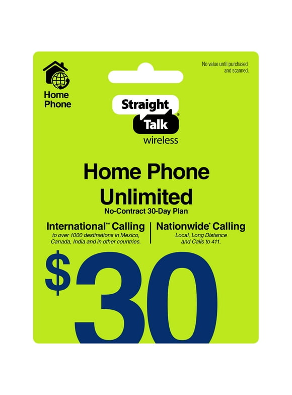 Straight Talk $30 Home Phone Unlimited International 30-Day Plan Direct Top Up
