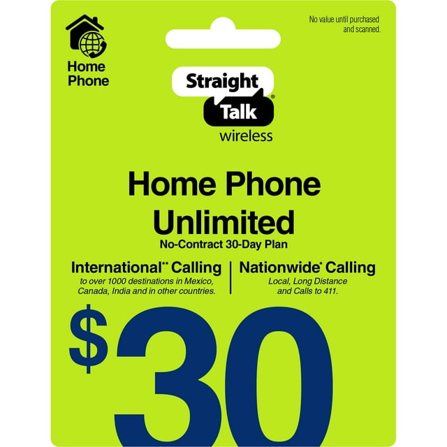Straight Talk 30 Home Phone Unlimited International 30Day Plan ePIN