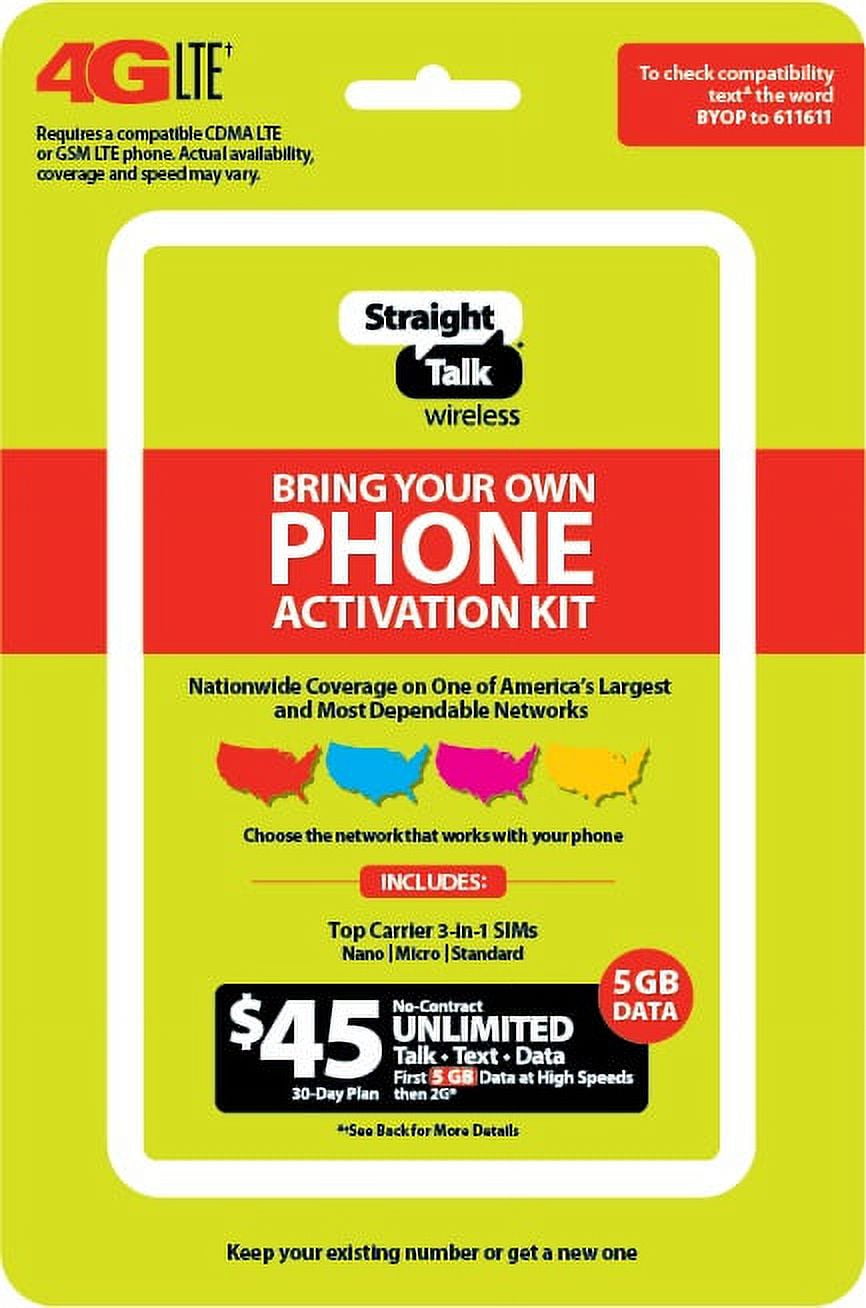 Straight Talk 45 BYOP Triple Punch Sim Card Bundle