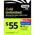thumbnail image 1 of Straight Talk $55 Gold Unlimited Talk, Text & Data 30-Day Single Line Prepaid Plan + 30 GB Hotspot Data + Cloud Storage & Int'l Calling e-PIN Top Up (Email Delivery), 1 of 9