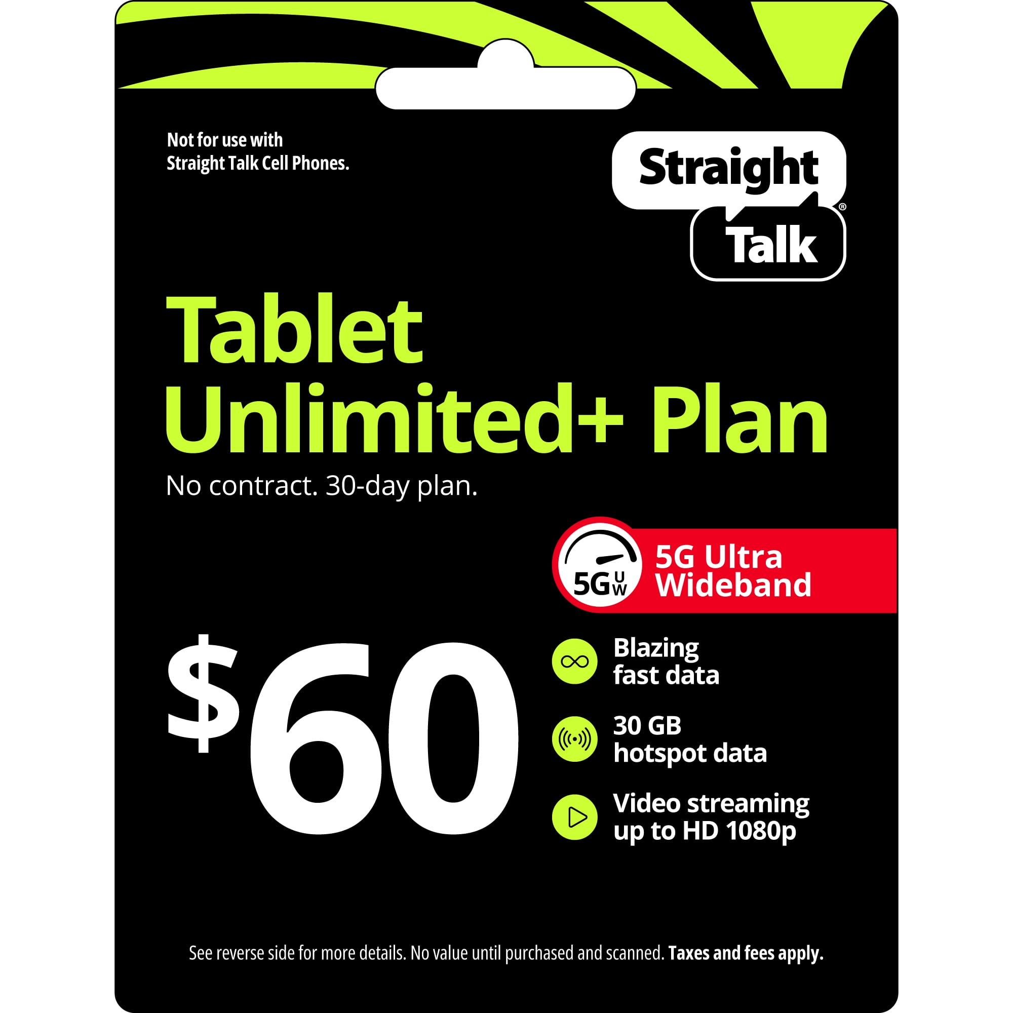 Straight Talk $60 Tablet Unlimited+ 30-Day Prepaid Plan + 30GB Hotspot Data e-PIN Top Up (Email Delivery)