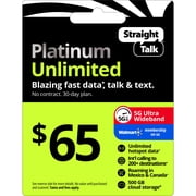 Straight Talk $65 Platinum Unlimited 30-Day Single Line Prepaid Plan + Unlimited Hotspot data + Int'l Calling + Cloud Storage Direct Top Up