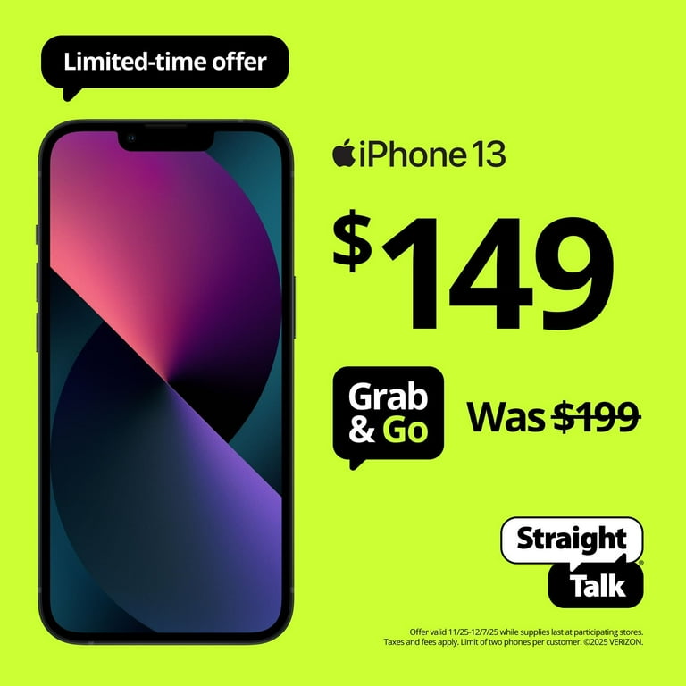 Free Shipping! Apple iPhone 13, 128GB Midnight Smartphone with 6.1