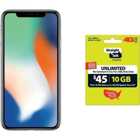 Straight Talk Apple iPhone X Special Offer with $45 service plan, Gray
