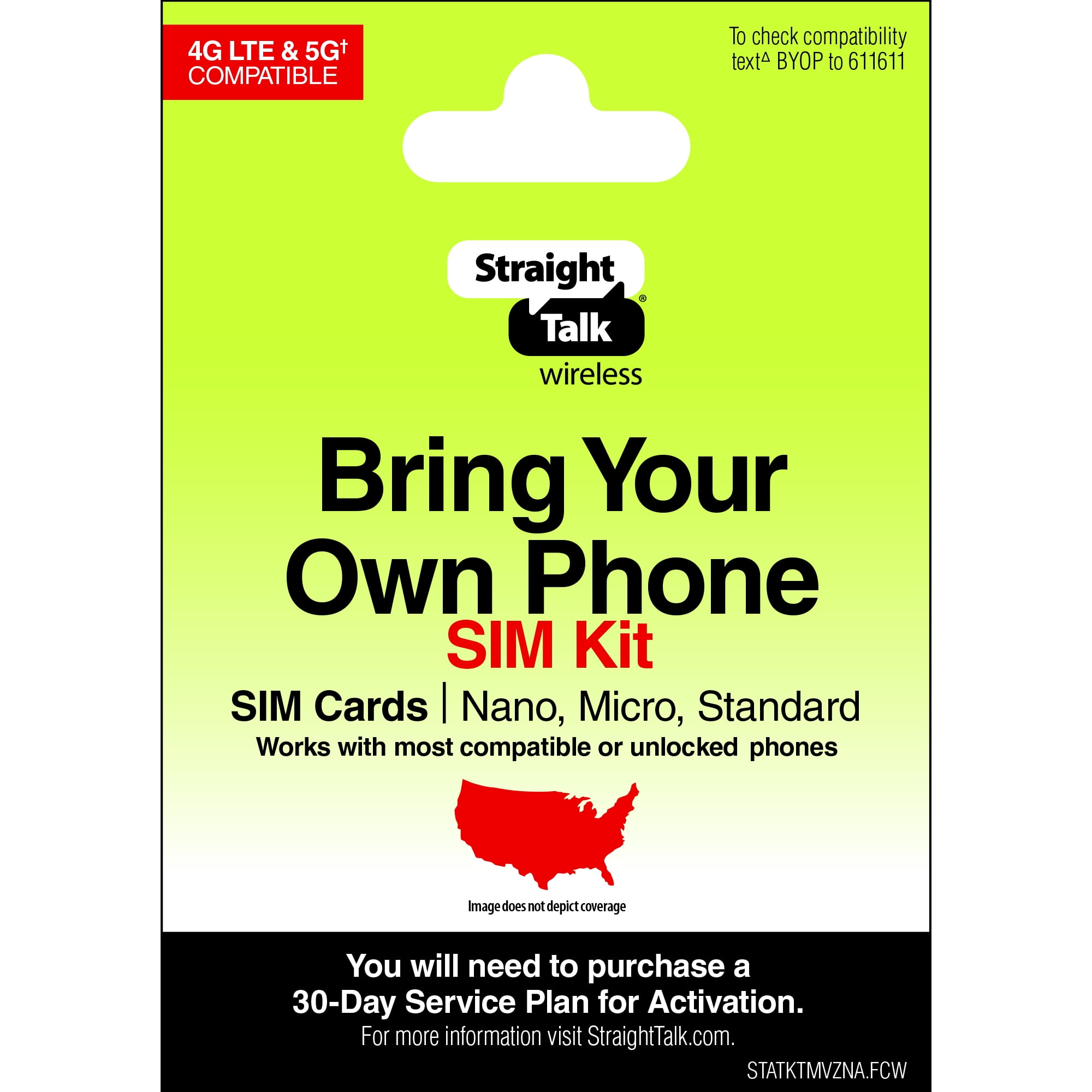 Straight Talk Bring Your Own Phone Sim Card Kit Straight Talk Bring Your Own Phone SIM Kit, No Airtime - Prepaid