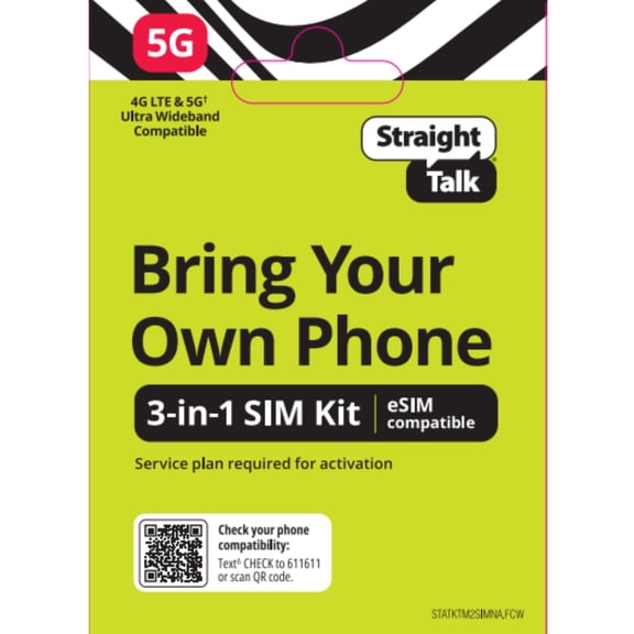 Straight Talk Keep Your Own Phone SIM Kit, No Airtime - Prepaid