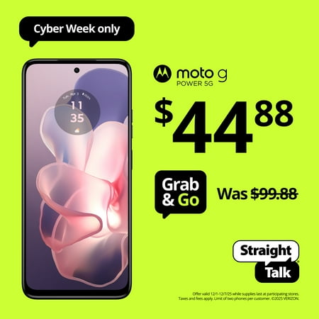 Straight Talk Moto G Power 5G 2024, 128GB, Black - Prepaid Smartphone [Locked to Straight Talk]