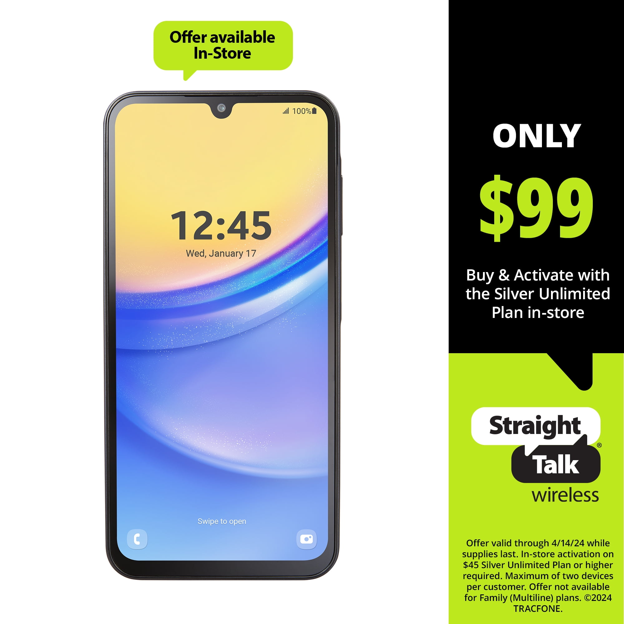 Black Friday Straight Talk Phones At Walmart Straight Talk Samsung Galaxy A15, 128GB, Black - Prepaid Smartphone