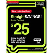 Straight Talk StraightSAVINGS! $25 Unlimited Talk, Text & Data 30-day Prepaid Plan Direct Top Up