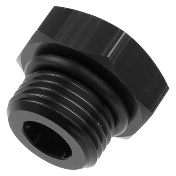 Straight Thread -6 AN O-Ring Port Plug, Black
