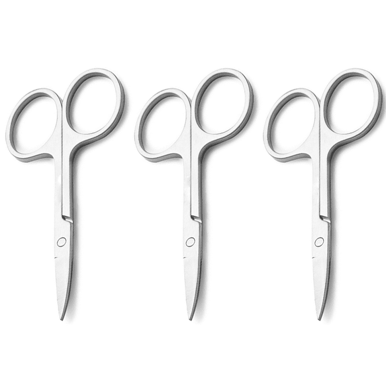 Straight Tip Small Scissors for Facial Hair - Mustache, Nose, Ear Hair &  Beard Trimming Scissors - Professional Stainless Steel (3 Pack)