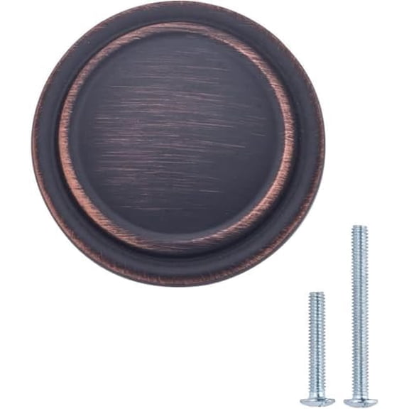 Straight Top Ring Cabinet Knob, 1.25-inch Diameter, Oil Rubbed Bronze, 25-Pack